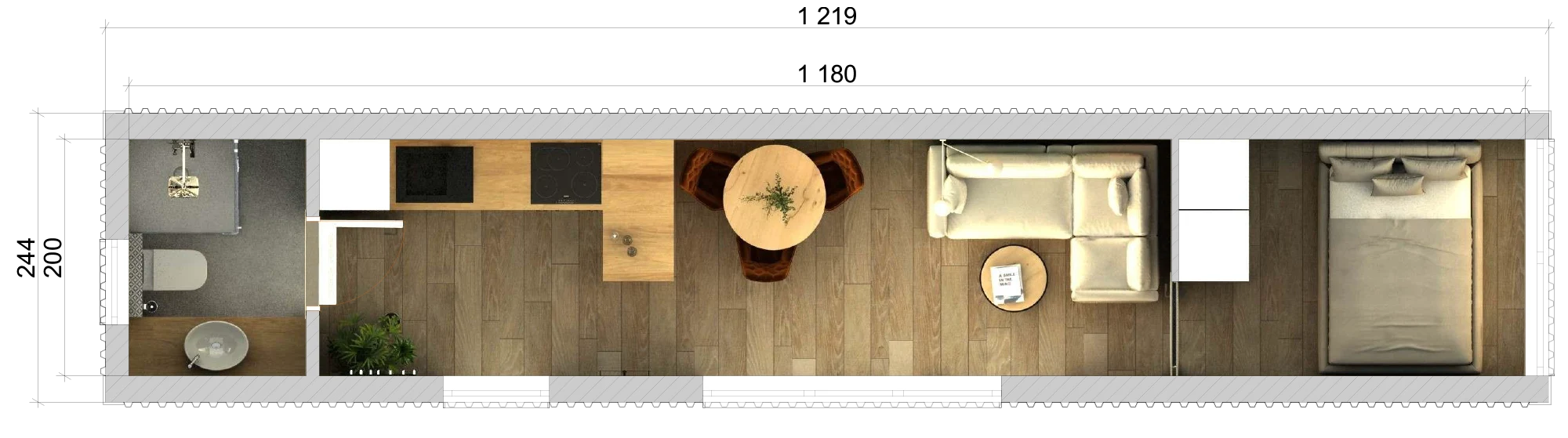 Houzzy © 40’ HC model OneBedroom