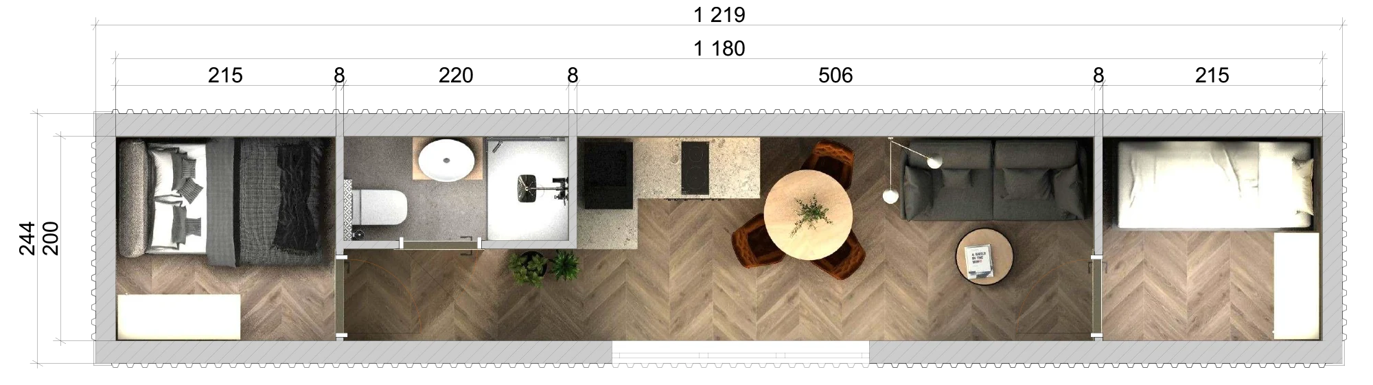 Houzzy © 40’ HC model TwoBedroom