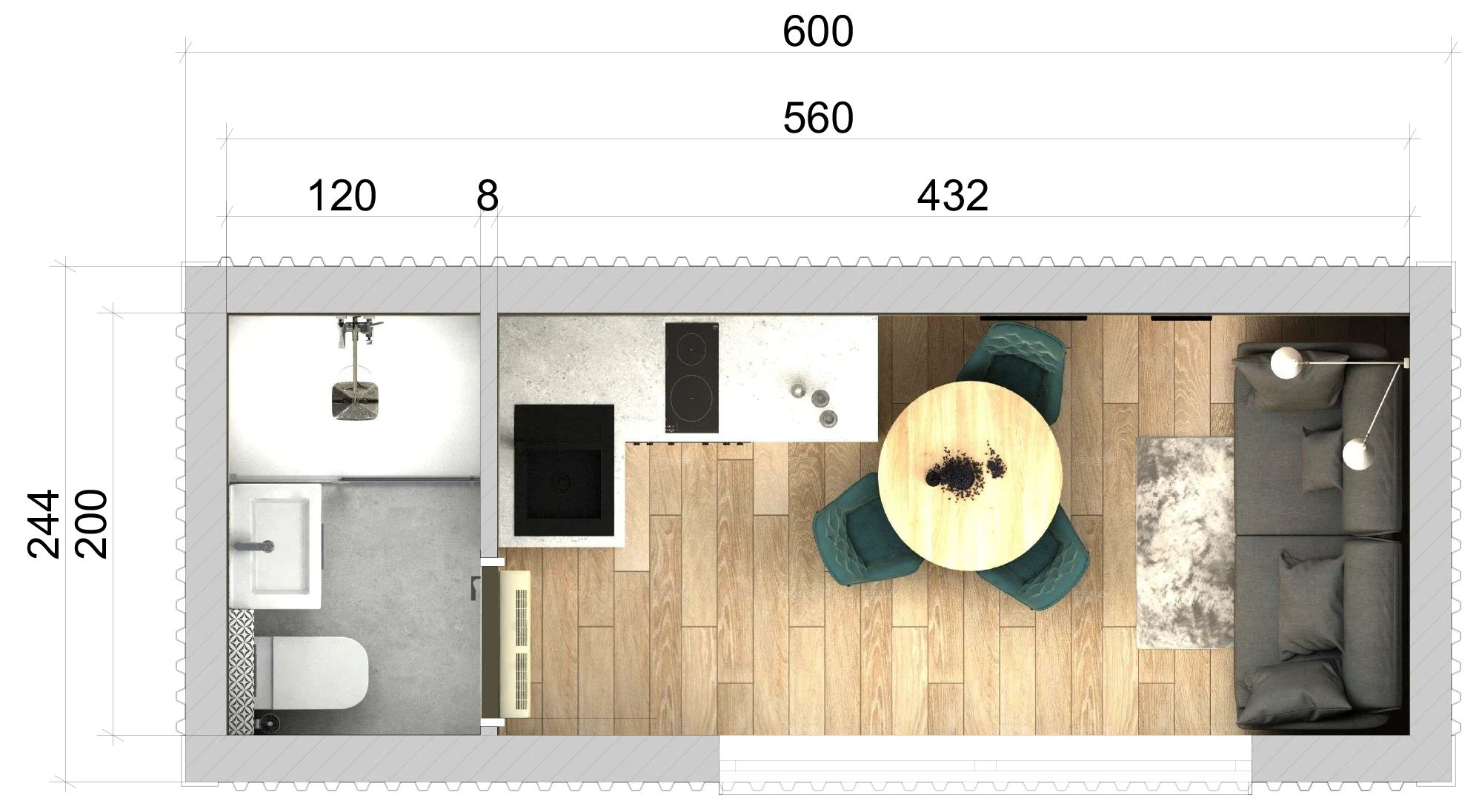 Houzzy © 20’ model JustOne - typu studio